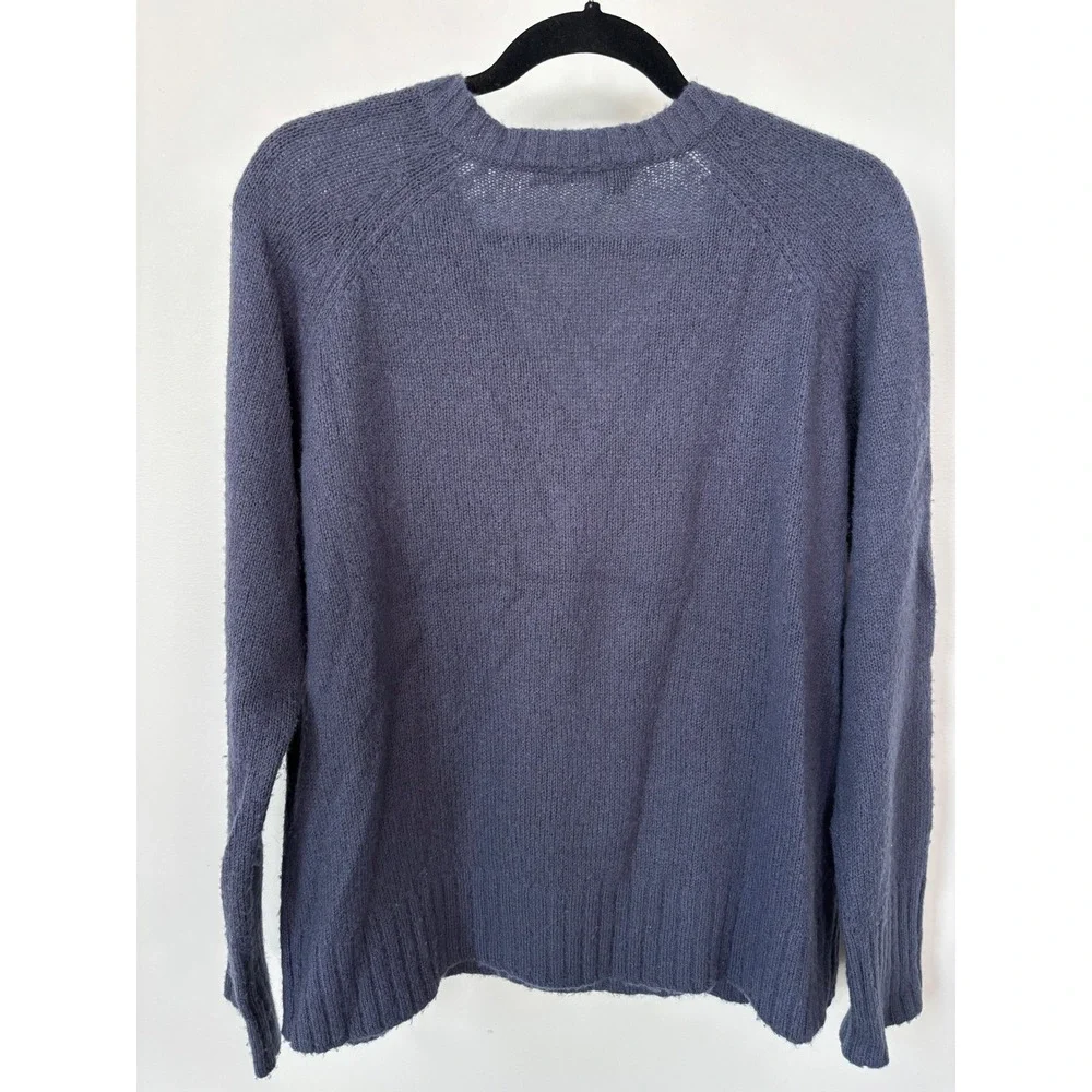 360Cashmere Navy Blue Merino Wool Cashmere V-Neck Sweater 39516 Mens Medium